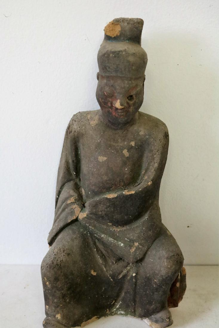 Ming Dynasty Pottery Figure, Saint: approx. 11 inches tall, brittle