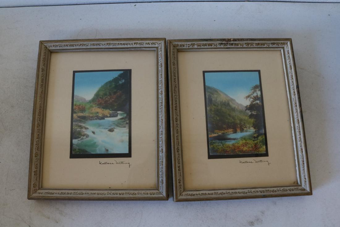 Pair of Wallace Nutting Hand Colored Photo's, Signed: 2" x 3" photo's, 4 1/2 x 5 1/2 in frame