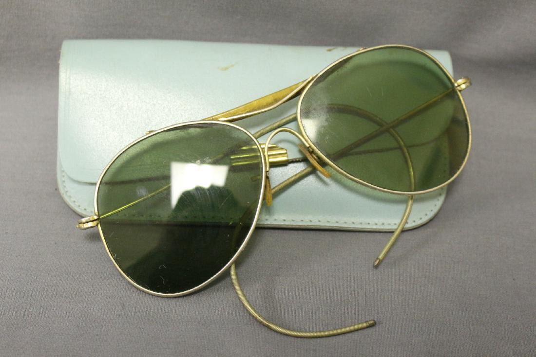 Vintage Mens Aviator Sunglasses: metal frames, glass lenses, good condition - a bit misshapen.