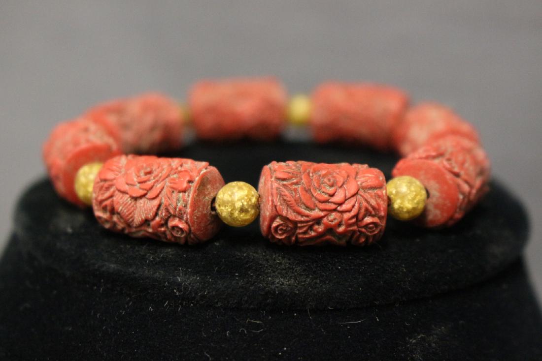 Vintage Chinese Cinnabar Link Bracelet (1 of 4)