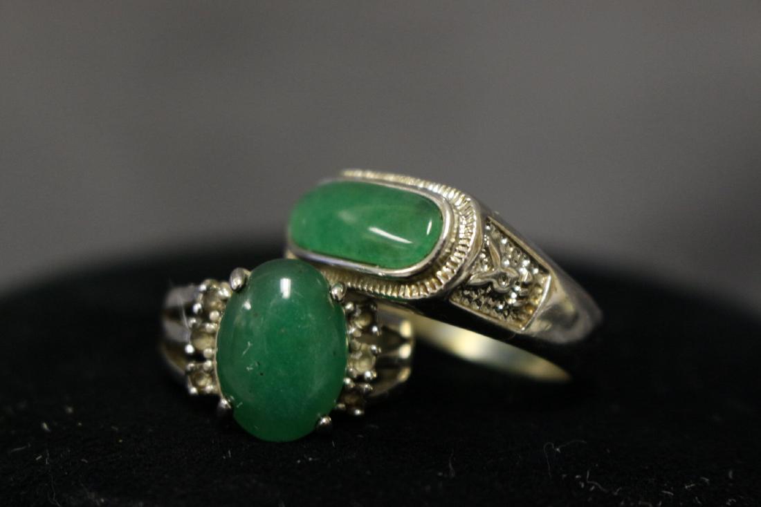 Set of Two Asian Green Stone Rings (1 of 4)