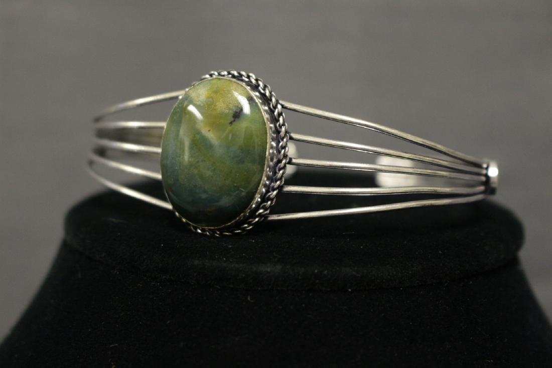 Sterling Silver Cuff with Green Stone (1 of 3)