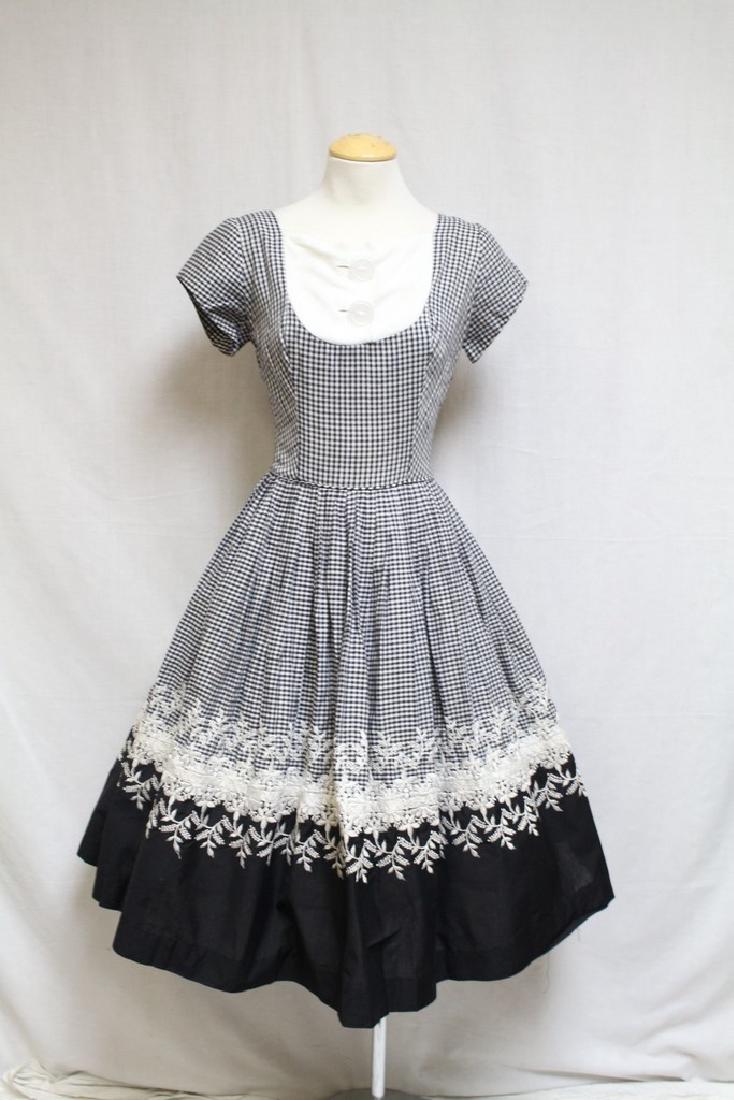 Vintage 1950s Black & White Gingham Dress (1 of 5)