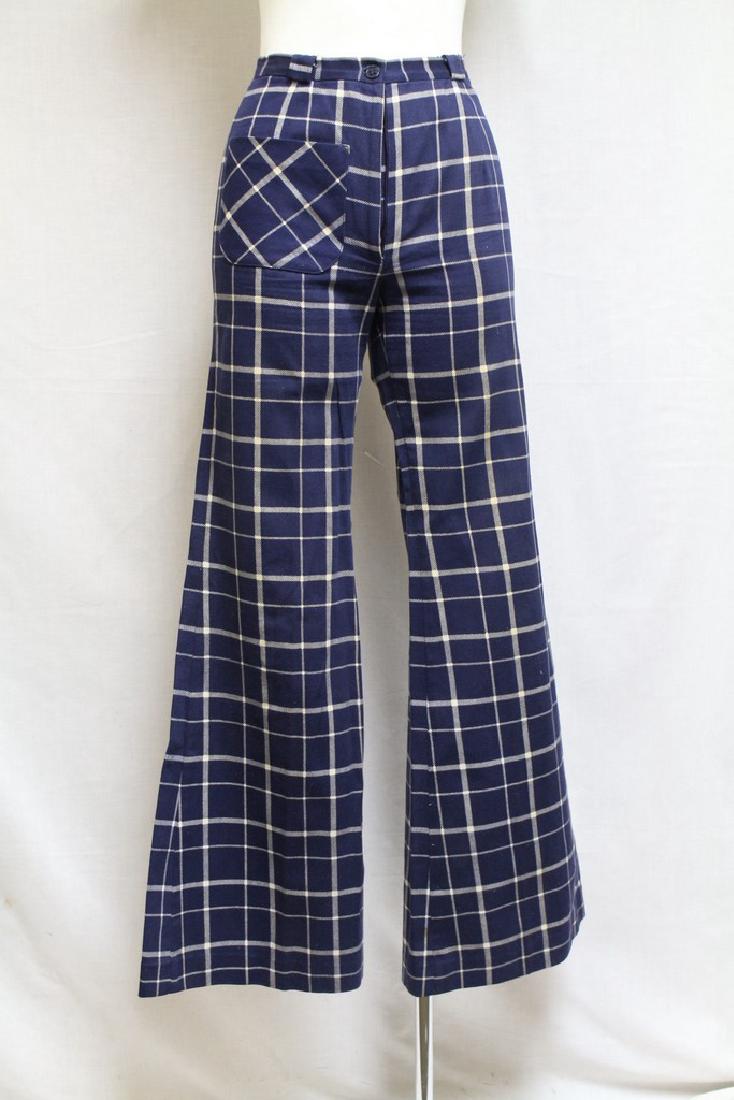 Vintage 1970s Womens Grid Print Bell Bottoms (1 of 5)
