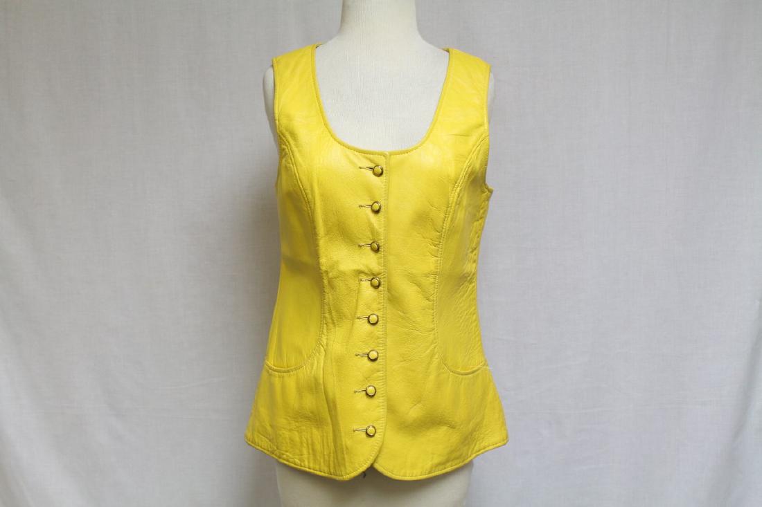 Vintage 1970s Yellow Leather Vest (1 of 3)