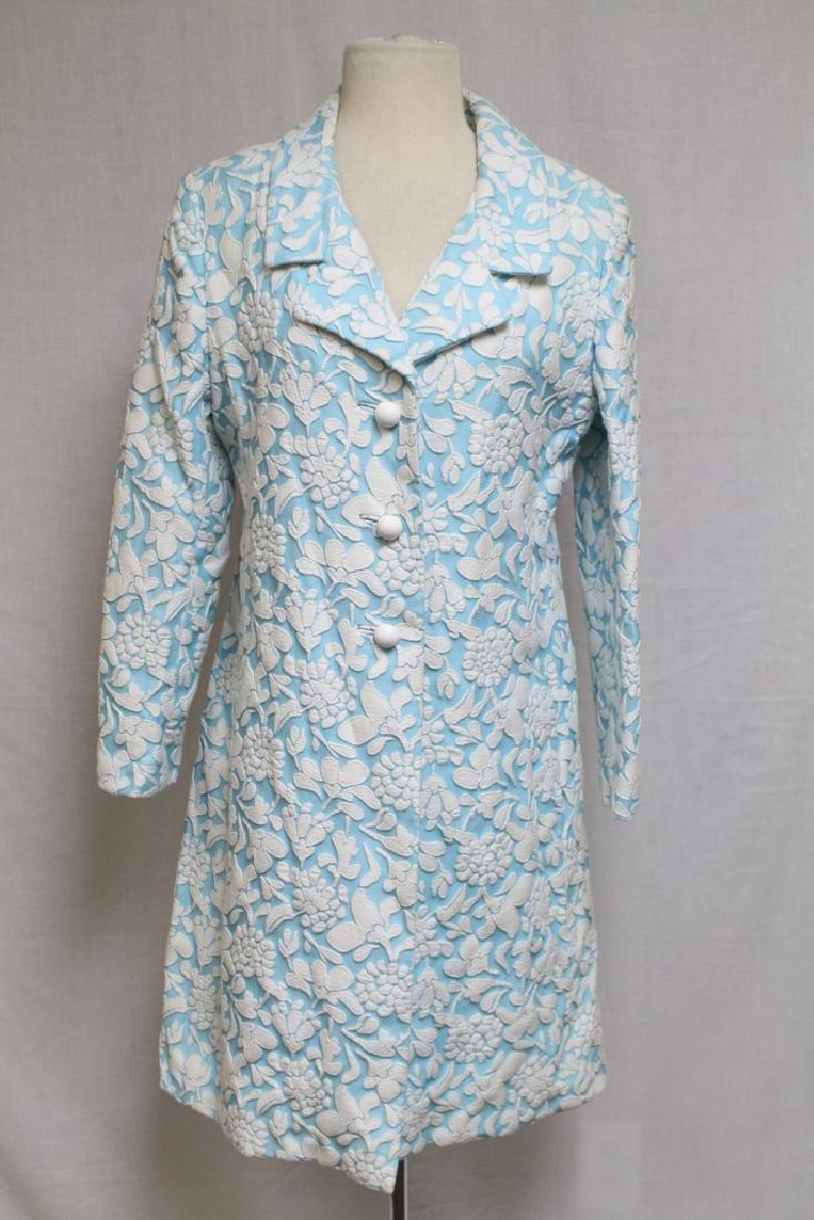 Vintage 1960s Tiffany Blue Floral Duster (1 of 4)