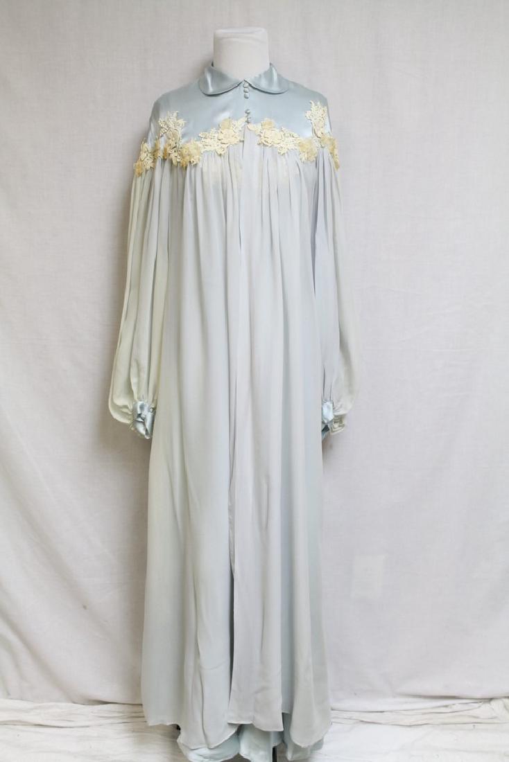 Vintage 1940s Odette Barsa Blue Silk Peignoir Set (1 of 12)