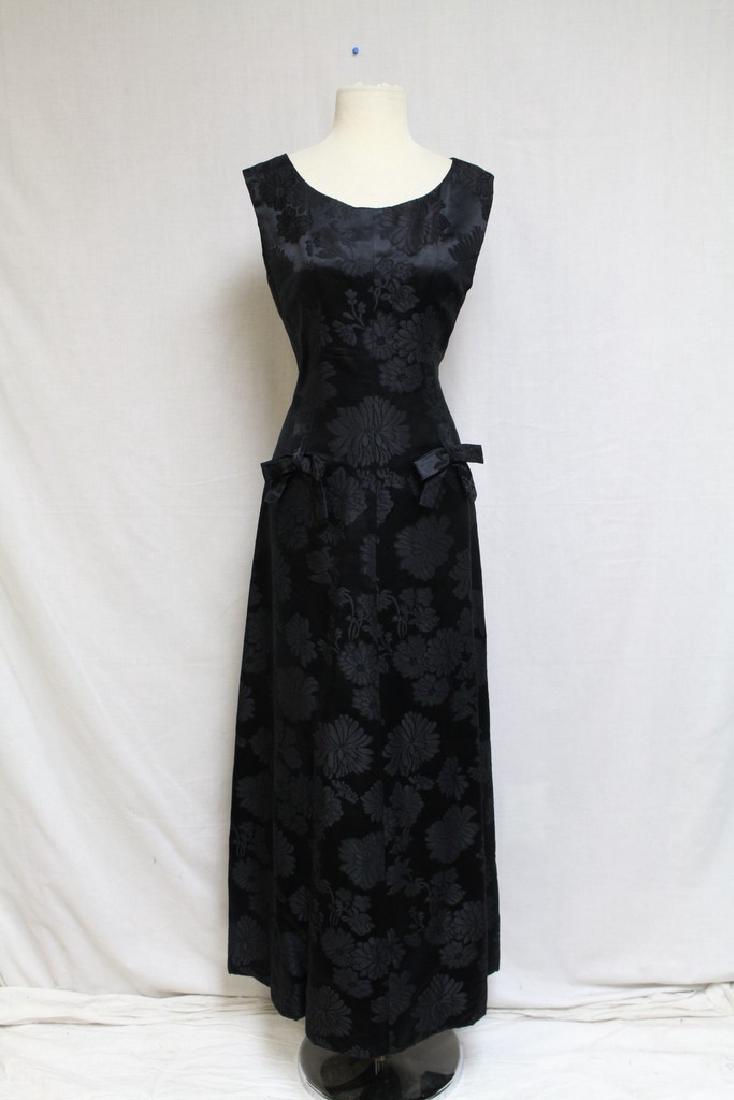 Vintage 1960s Black Brocade Evening Gown (1 of 3)
