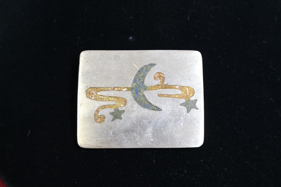 Vintage 1970's Silver Belt Buckle with stone inlay (1 of 2)