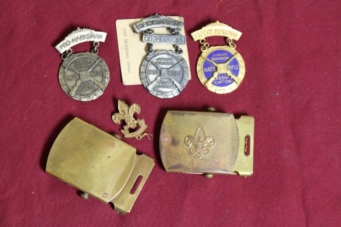 Lot of Boy Scouts & Marksmen Buckles, and Brooches (1 of 4)