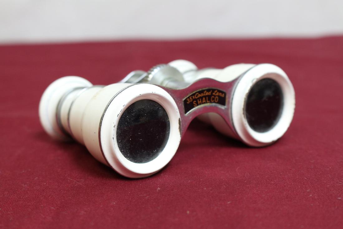 Vintage Shalco Opera Glasses: white enamel finish, 35x coated lens