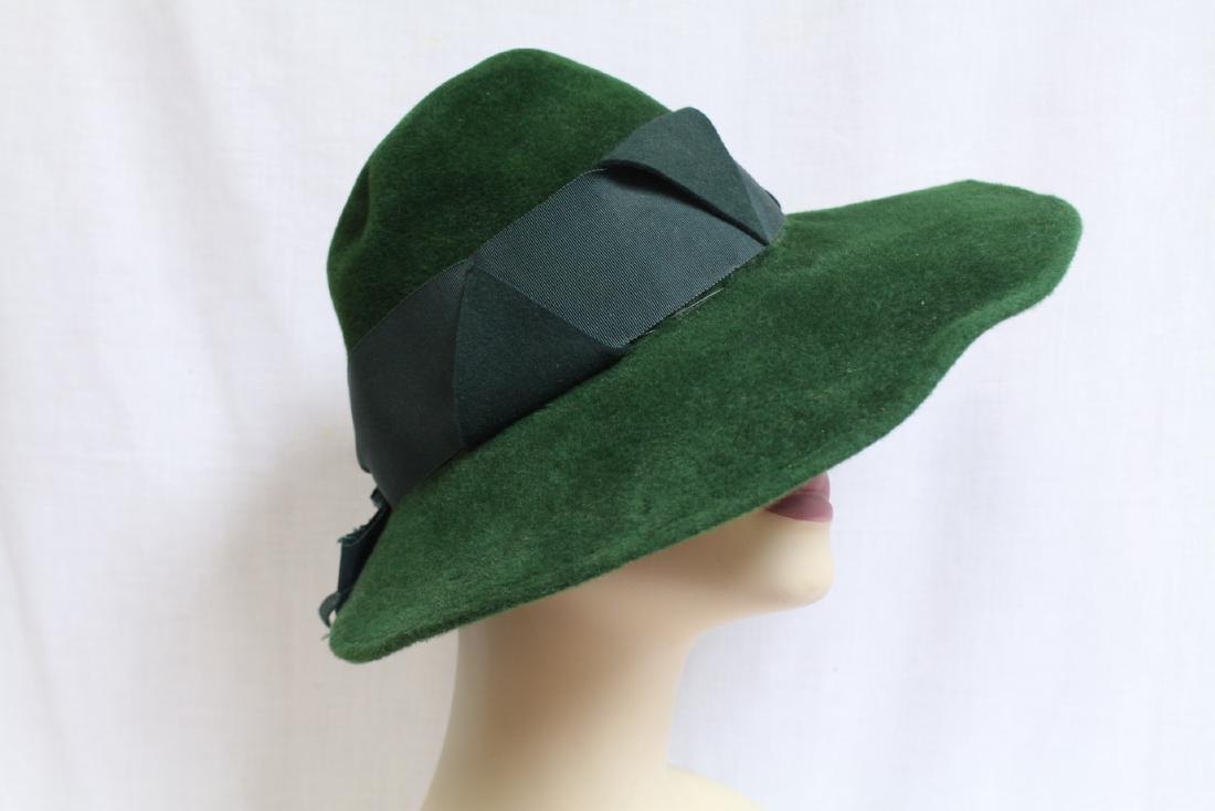 Ladies Vintage Hutzler Brothers Co, Green Felt Hat (1 of 5)