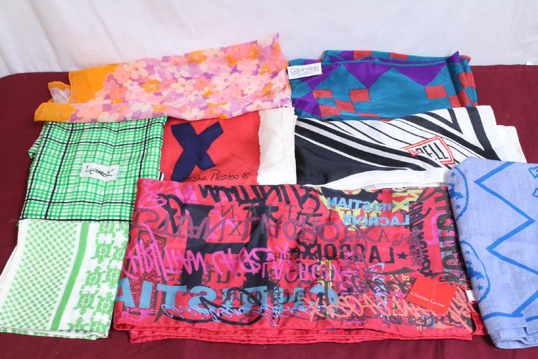 Lot of 8 Vintage Silk & Cotton Scarves (1 of 10)