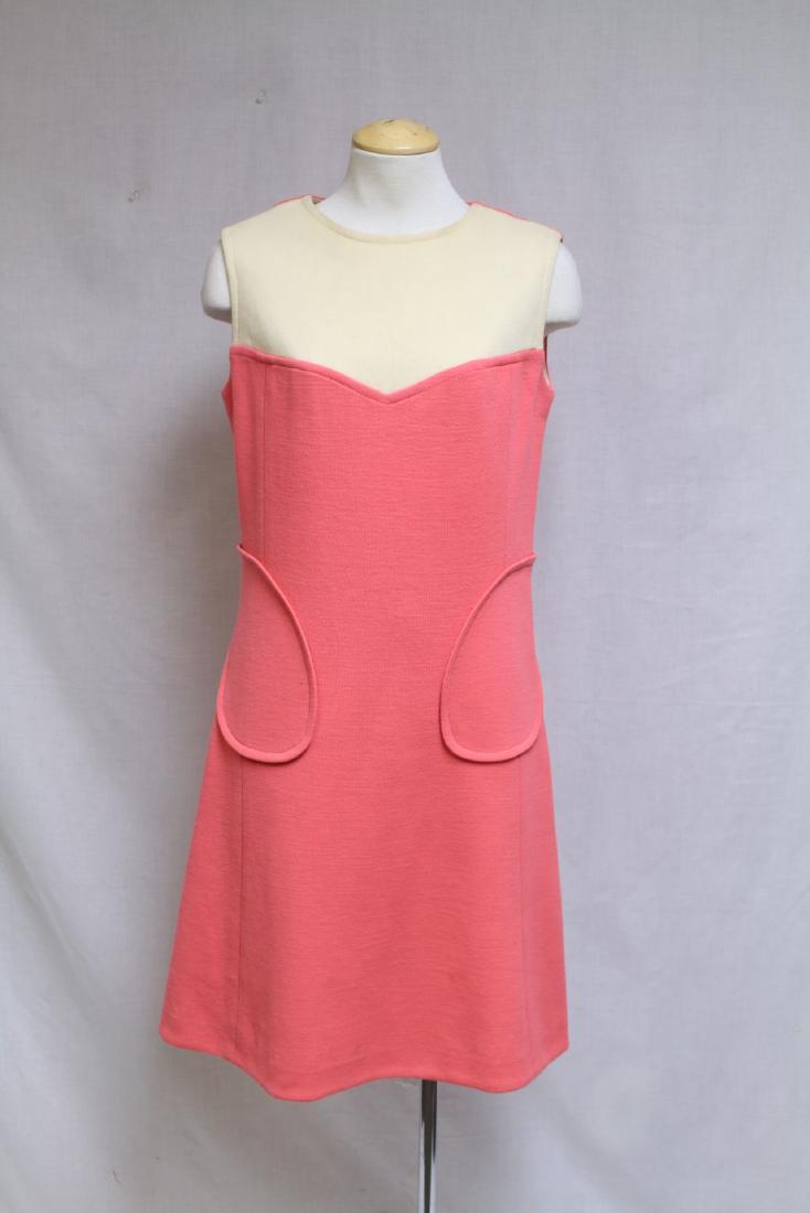 Vintage 1960s Color Block Wool Dress: wool jersey fabric, fair/good condition, a few very light spots and several speck sized holes, see photos. 36 bust/39 length