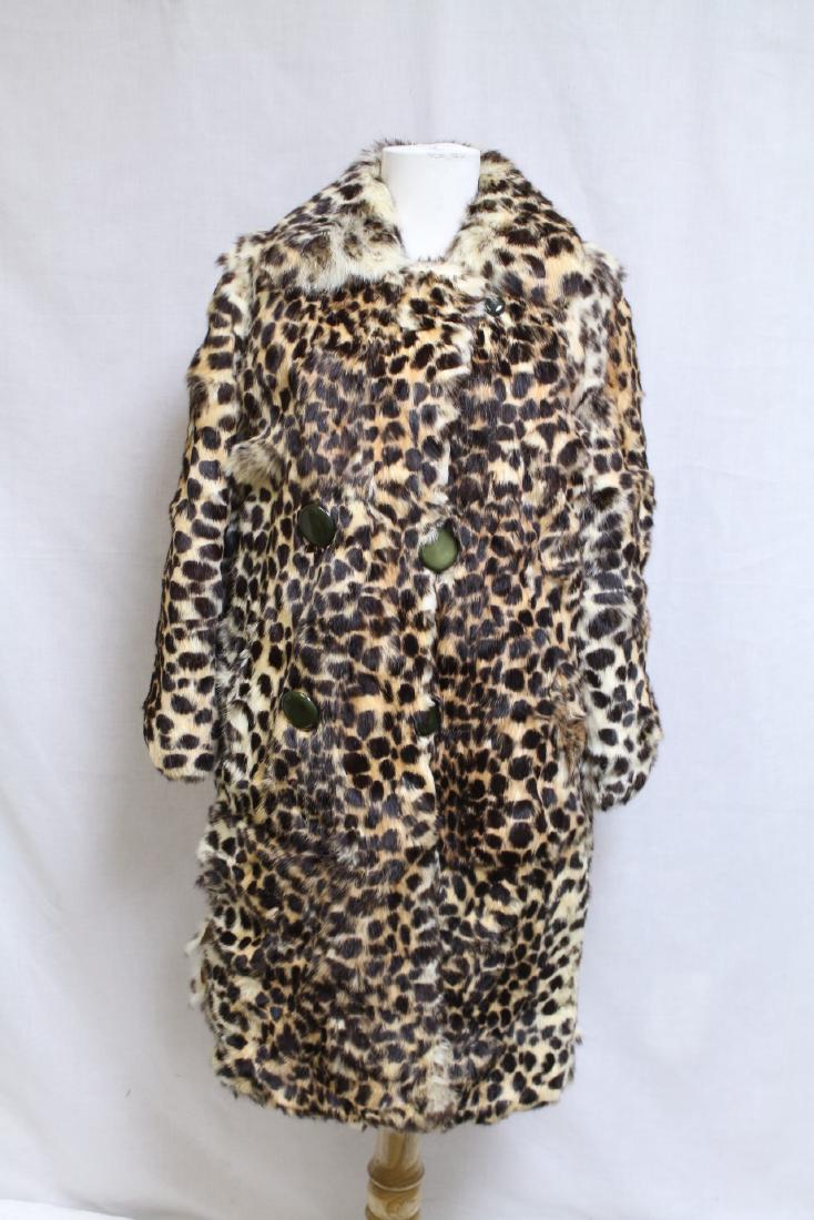 Vintage 1960s Printed Rabbit Fur Coat (1 of 7)