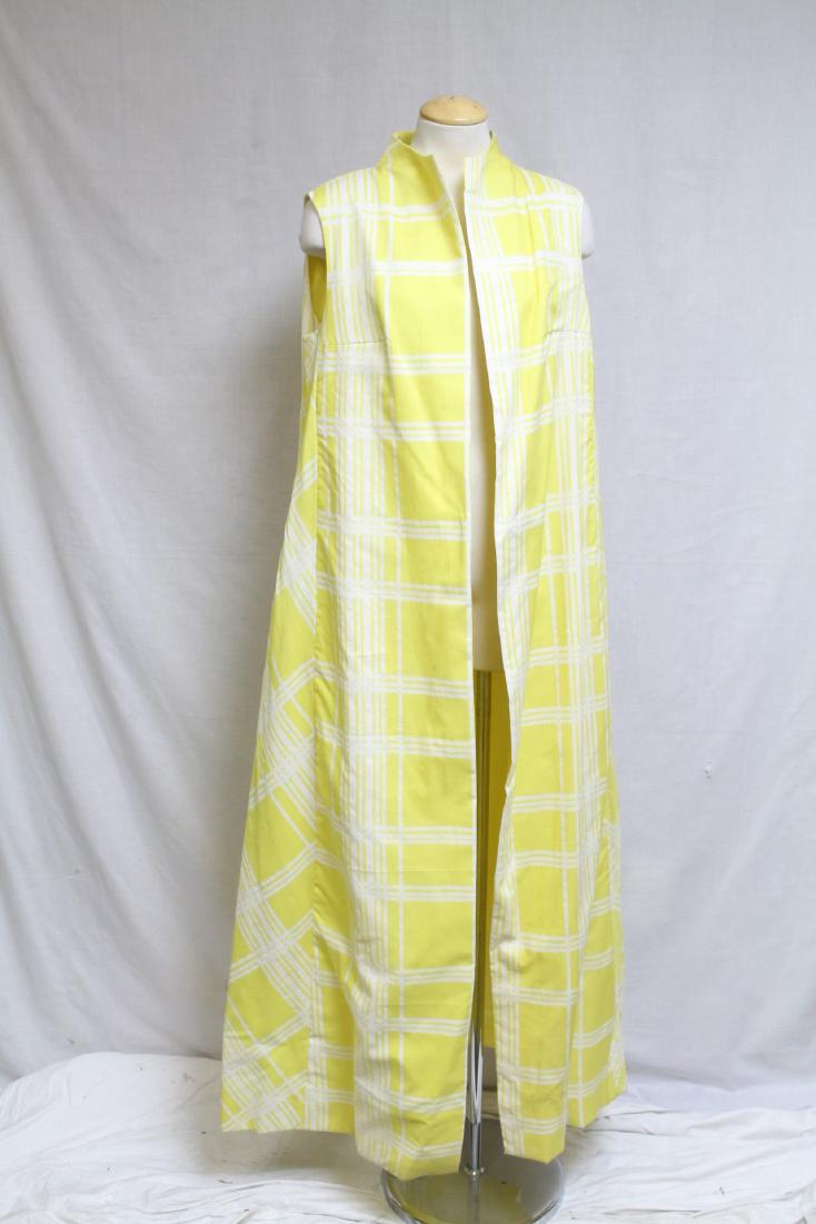 Vintage 1970s Yellow Plaid Duster: cotton blend fabric, fully lined. Excellent condition. 57" length/16.5 shoulder