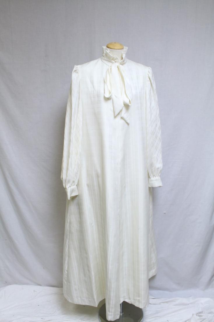 Vintage 1970's Ivory Plaid Tent Dress: rayon satin like fabric, great condition, fully lined, a few very light small marks, open seam under arms, see photos - 42 bust/57 length