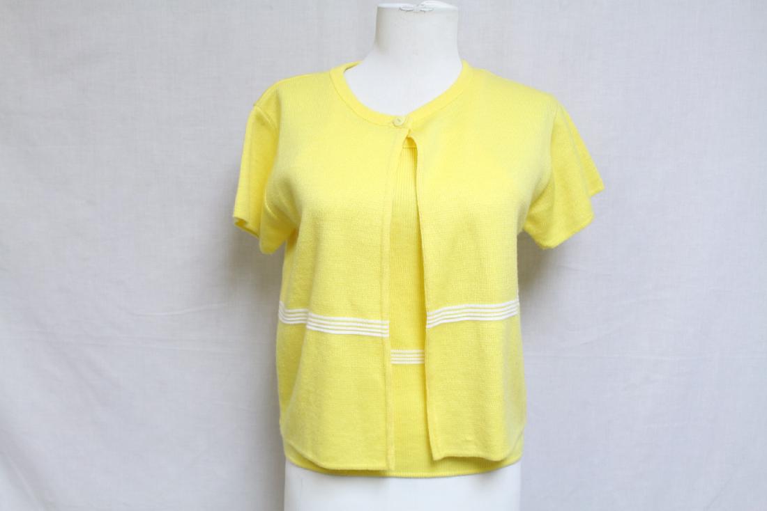 Vintage 1970s Yellow Knit Tank & Cardigan: acrylic knit fabric, great condition - 34 bust/23 length
