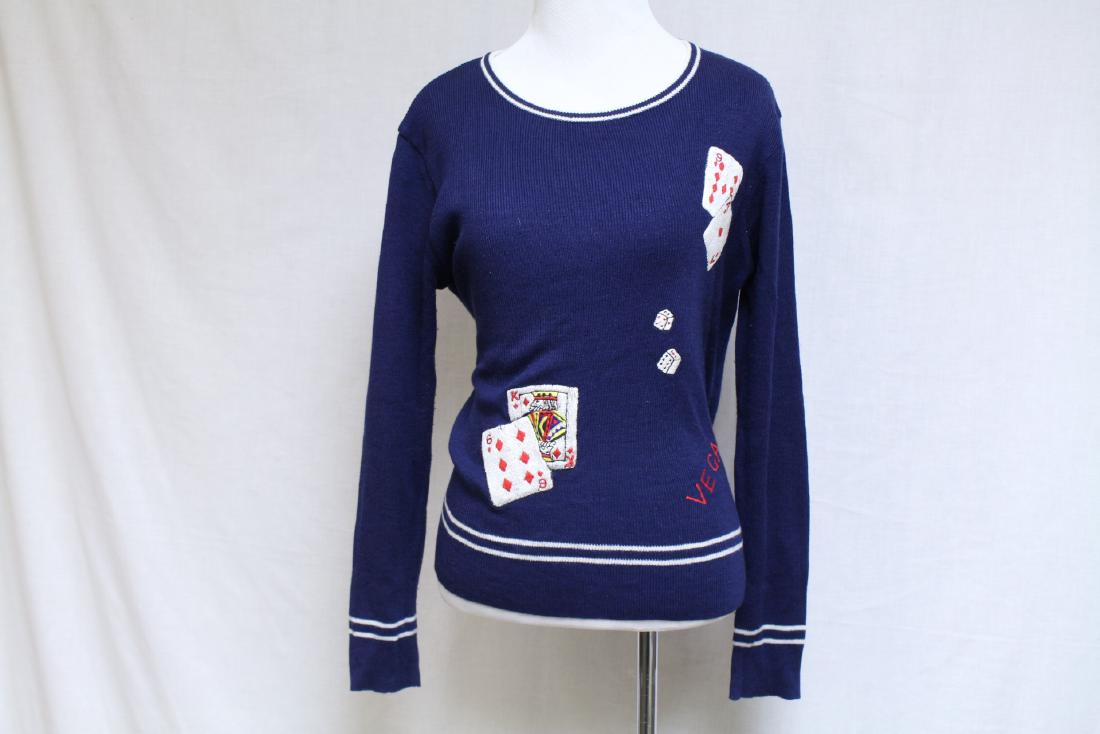 Vintage 1980s Vegas Novelty Sweater: acrylic fabric, good condition, needs cleaning. 40 bust/24 length