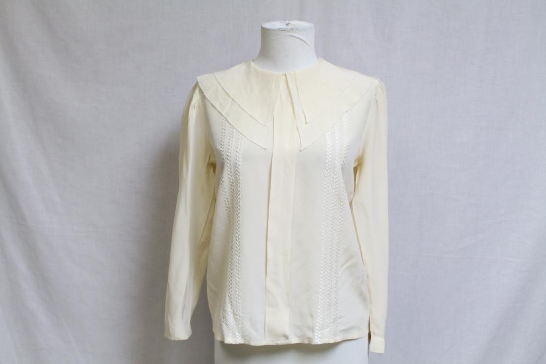 Vintage 1980s Ruffled Silk Blouse (1 of 6)