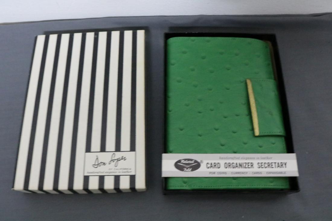 Don Loper Credit Card Secretary Coin Purse, new in box: #1601 Ostrich on Calf in Green