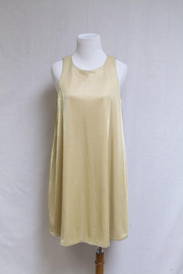 Vintage 1980s Gold Shimmer Mini Dress: polyester fabric, great condition - 40 bust/33 length