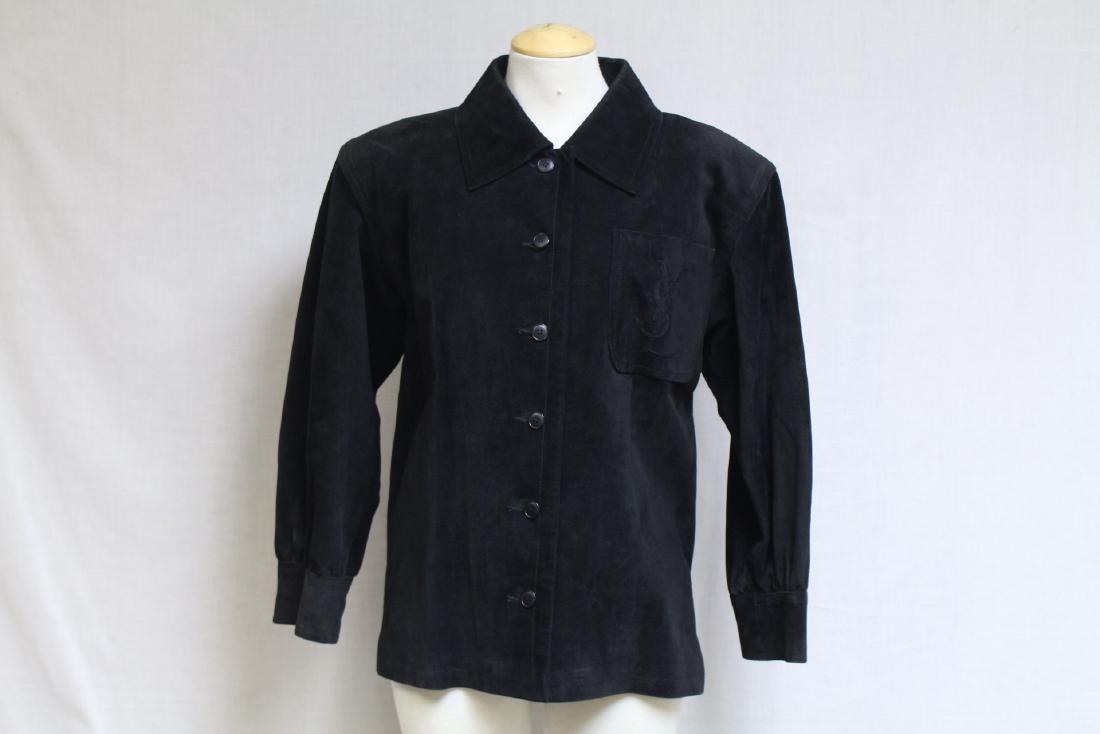 Vintage 1980s Yves St Laurent Suede Shirt: suede fabric, good condition - 42 bust/26 length