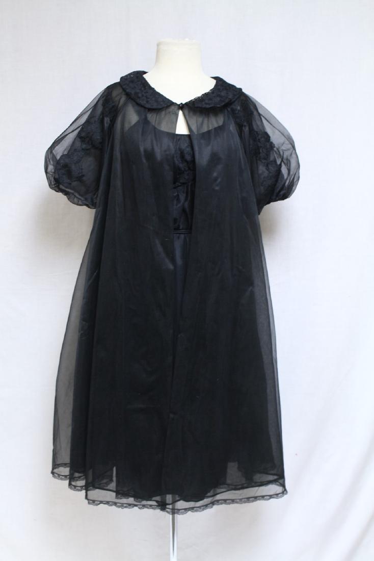 Vintage 1960s Black Chiffon Peignoir Set (1 of 5)