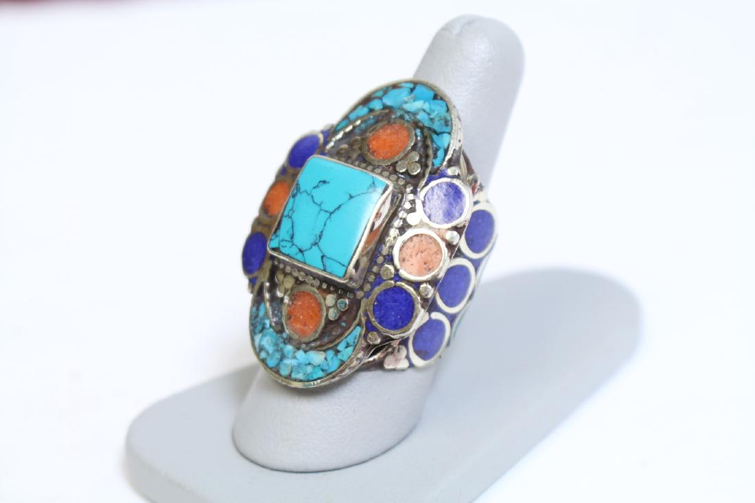 Tibetan Sterling Silver & Stone Ring (1 of 4)
