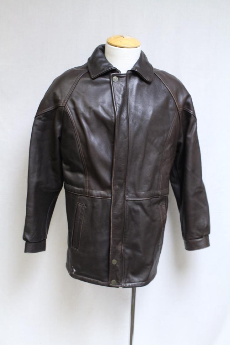 Vintage 1980s Men's Leather Coat (1 of 5)