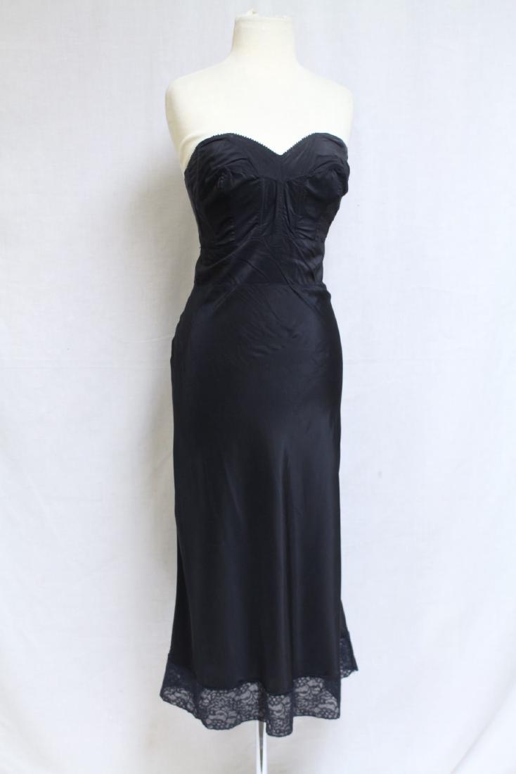 Vintage 1950s Rayon Bustier Full Slip: rayon & lace fabric, great condition - 38 bust/42 length/31 waist