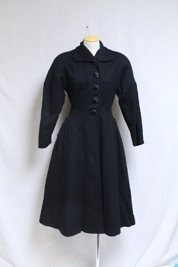 Vintage 1950s Black Wool Princess Coat (1 of 4)