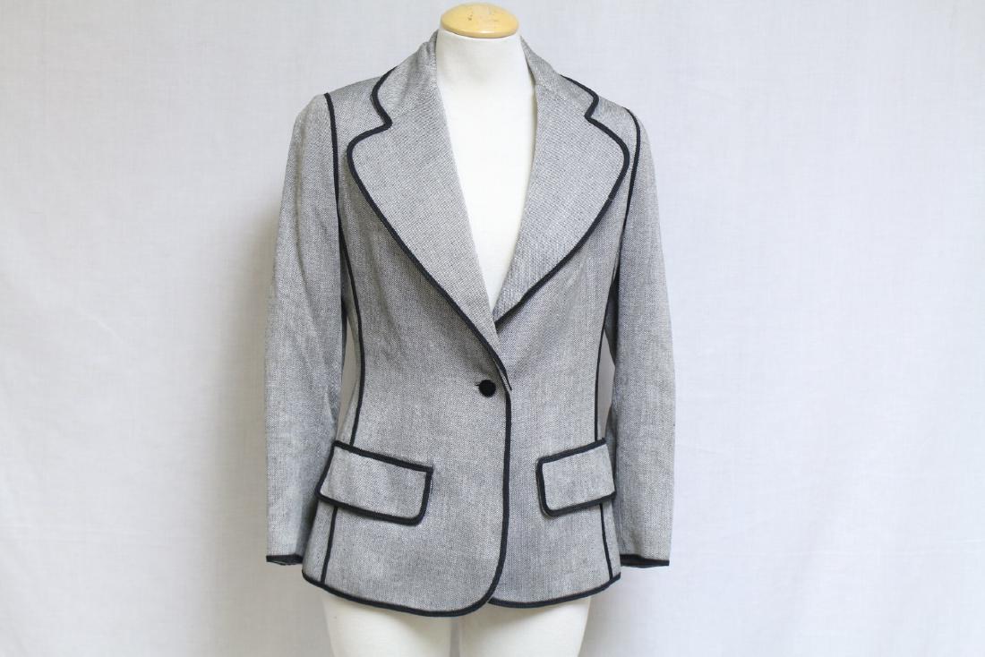 Vintage 1970's Black & Grey Blazer: wool blend fabric, fully lined, excellent condition - 36 bust/25 length