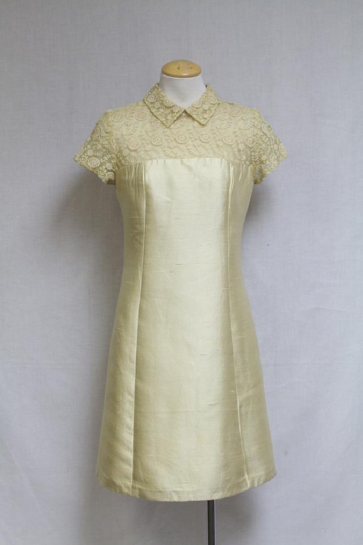 Vintage 1960s Yellow Tambour Lace Dress (1 of 5)