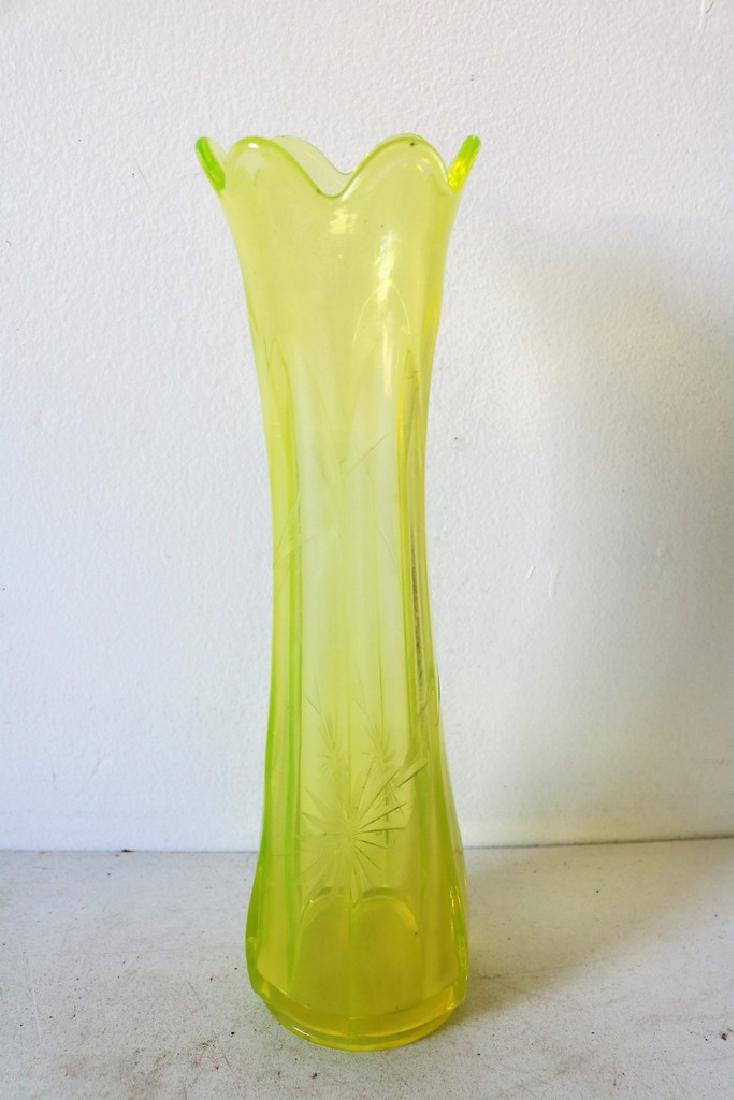 Vaseline Glass Vase: great condition, approx. 10 1/4 inches tall