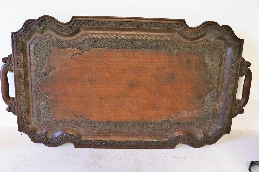 Victorian Hand Carved Wood double Handle Tray (1 of 7)