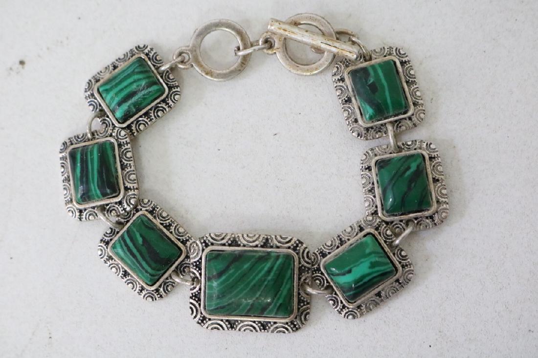 Vintage Asian Silver and Green Stone Bracelet: Silver and Green Stone Bracelet