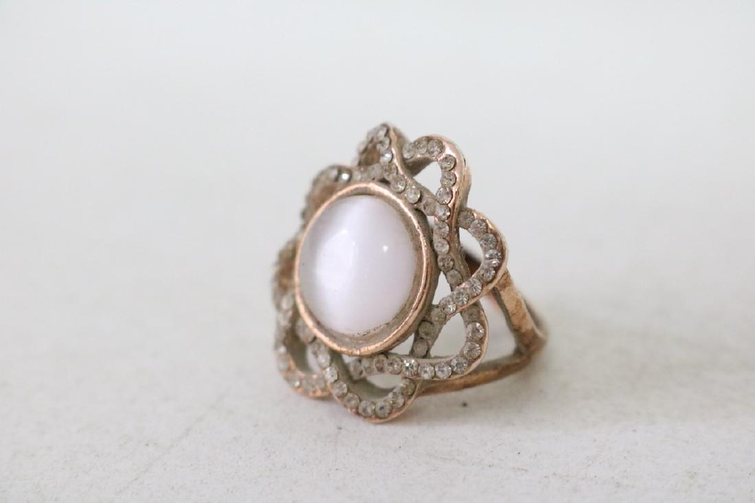Rhinestone Gold Ring with Moonstone: Gold tone Ring