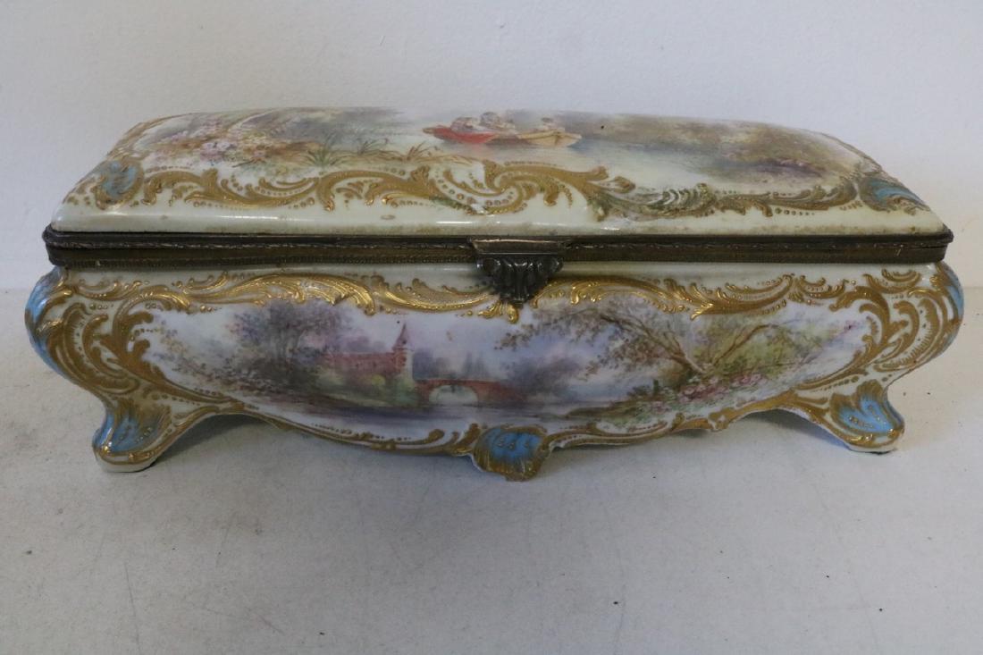 French Sevres porcelain hand painted Dresser Box (1 of 16)