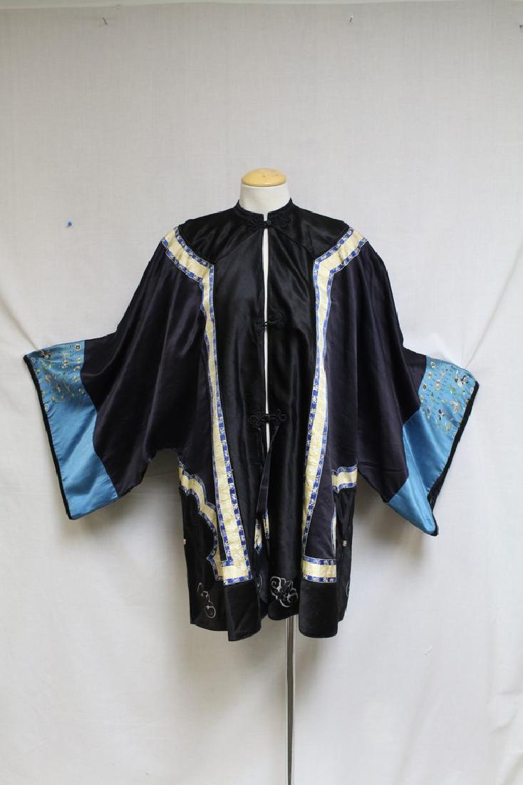 Antique Chinese Black Silk Embroidered Kimono (1 of 11)