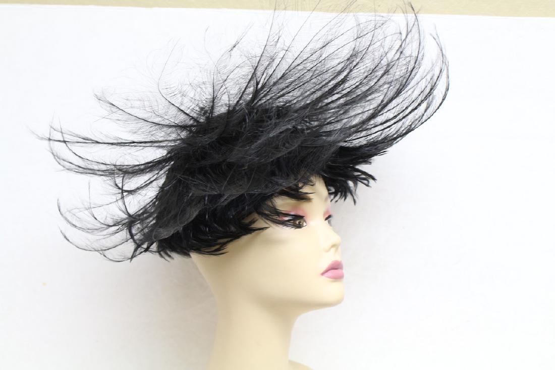 Vintage 1960's Unique Black Feather Hat (1 of 5)