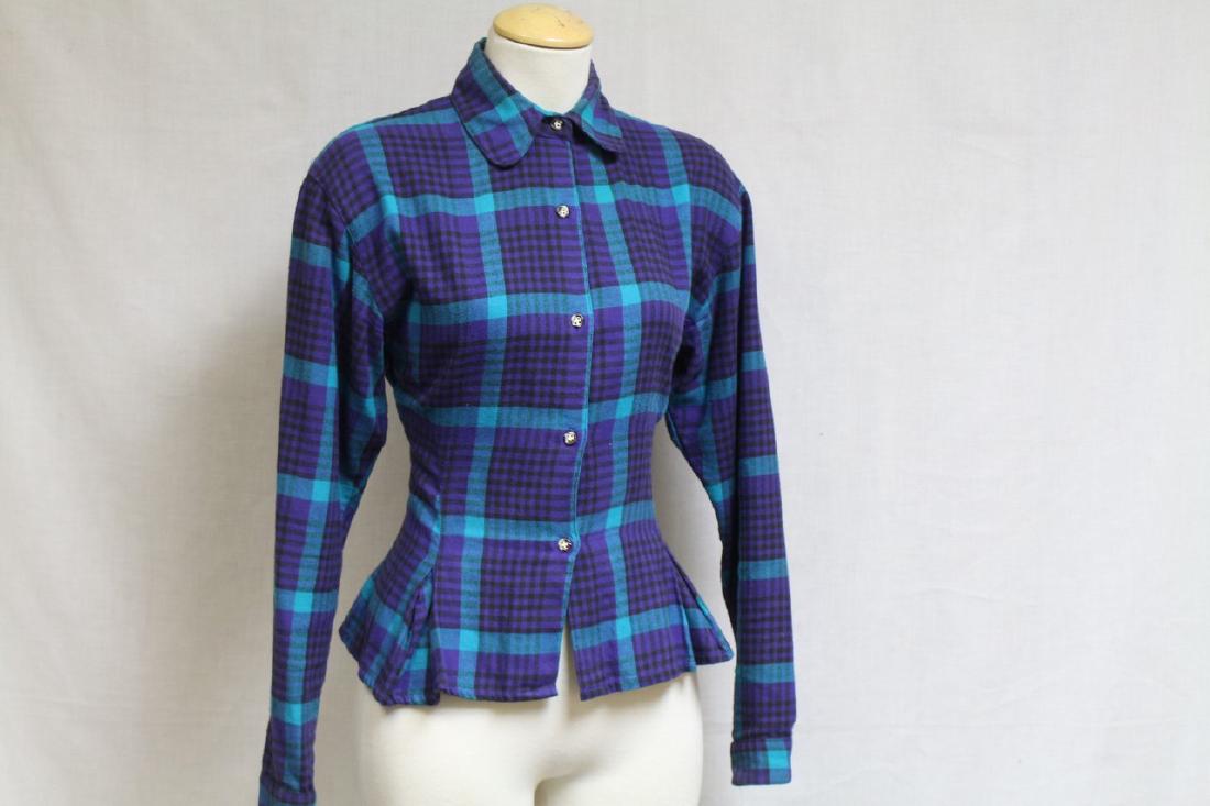 Vintage 1980's Plaid Tailored Flannel Shirt (1 of 4)