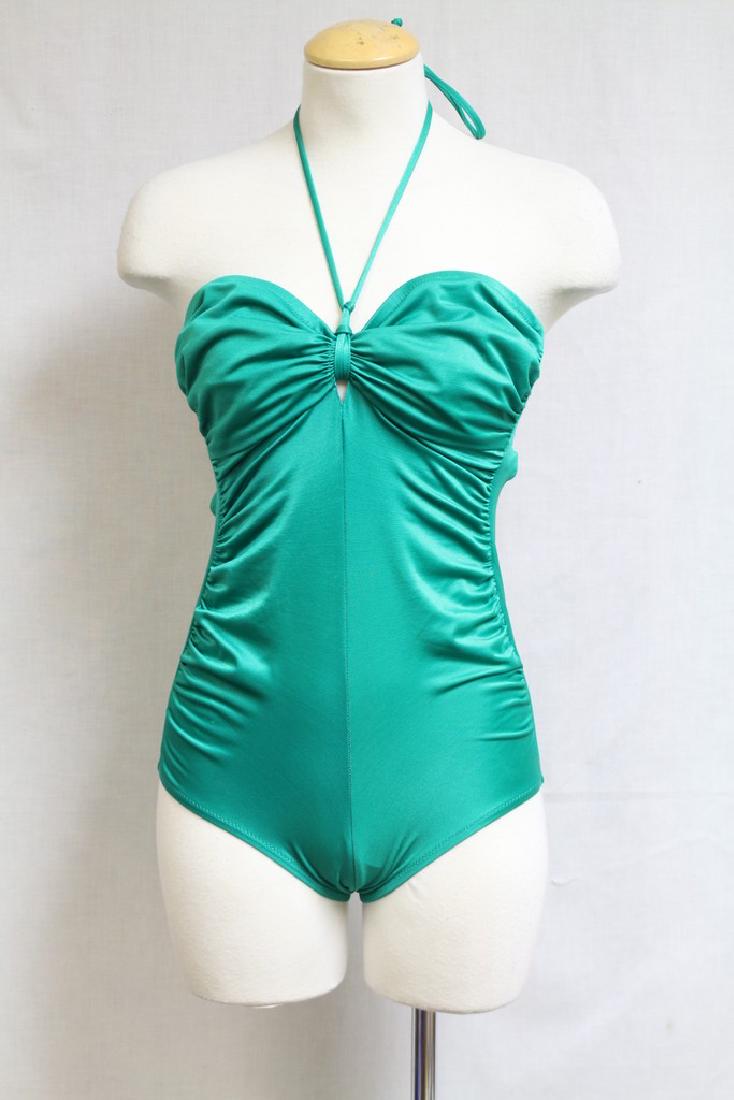 Vintage 1970's DeWeese Halter Swimsuit: lycra fabric, great condition - 34-36 bust/24-28 length