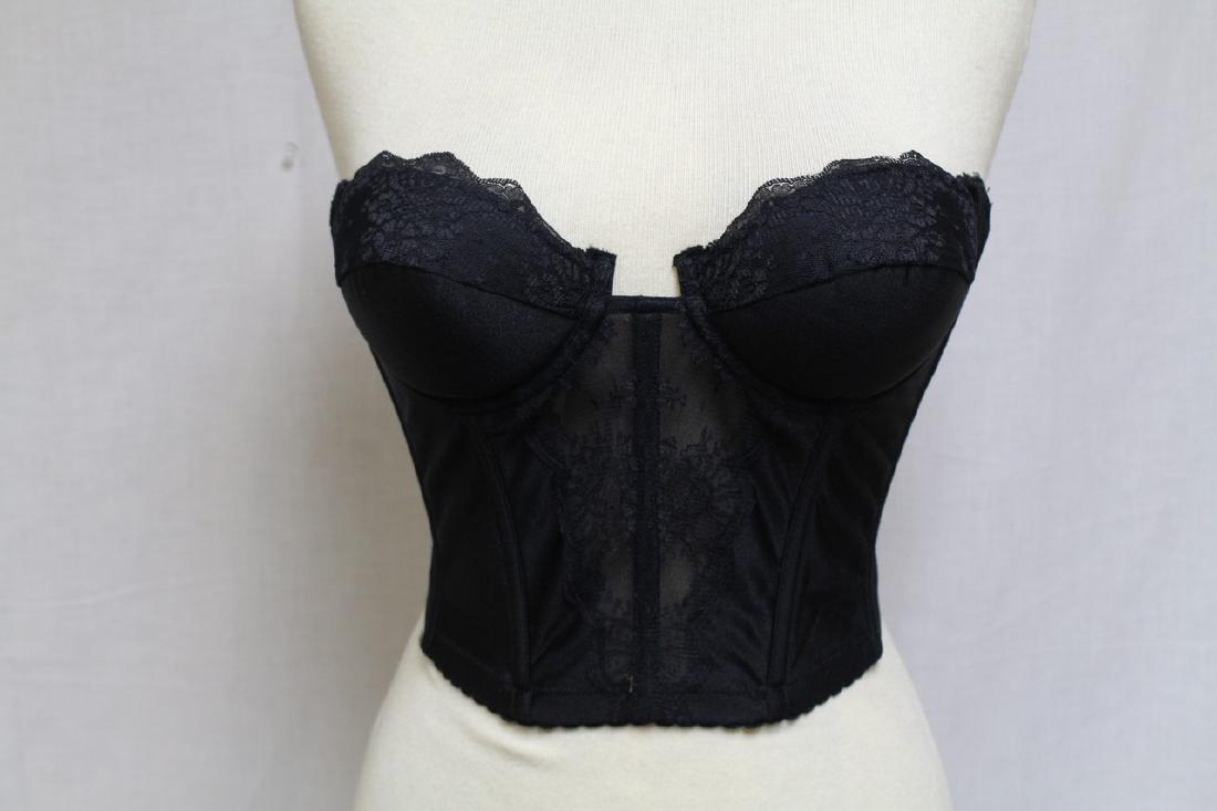 Vintage 1980s Black Backless Bustier: nylon fabric, great condition - approx 32A size (tag removed)