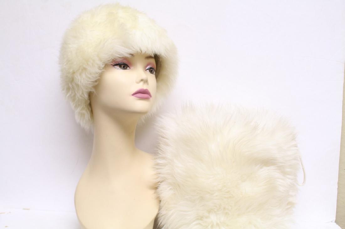 Vintage 1960's Sheepskin Muff & Hat Set (1 of 6)