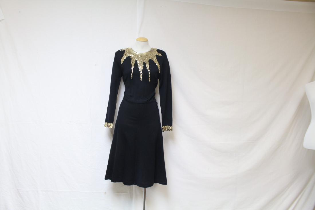 Vintage 1990s Sequined Black Knit Dress (1 of 5)