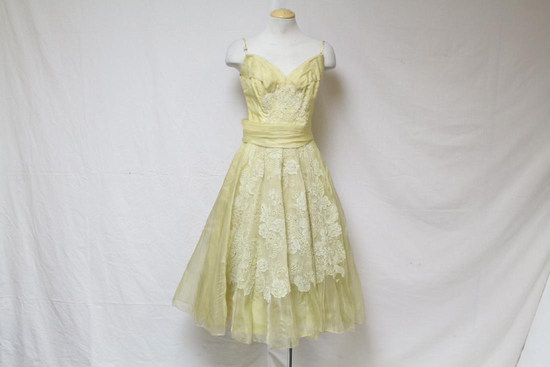 Vintage 1950s Rose Lash Yellow Party Dress (1 of 6)