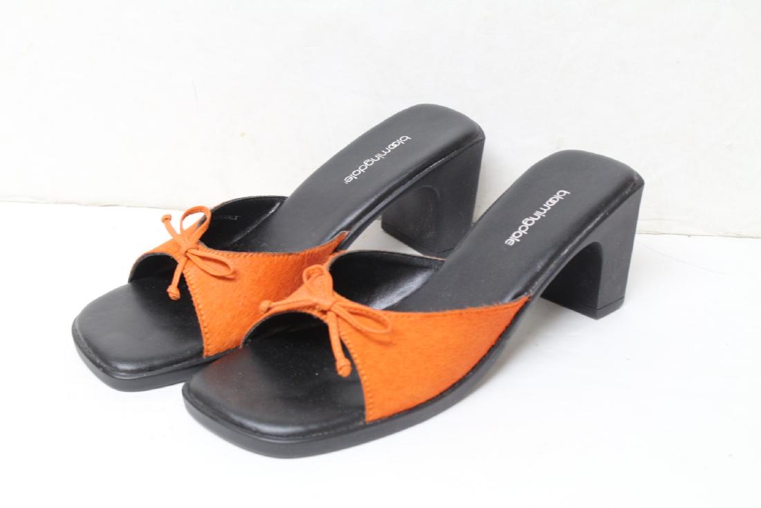 Vintage 1990s Bloomingdales Orange Pony Fur Mules: rubber and pony fur, unworn excellent condition - marked size 7M