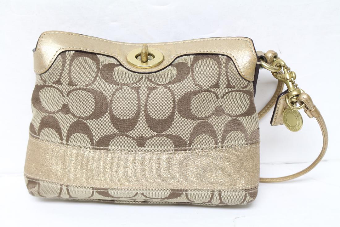 Modern Coach Light Brown Logo Wristlet (1 of 3)