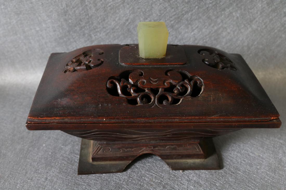 Bronze Carved Asain Double Handle Covered Dish with (1 of 8)